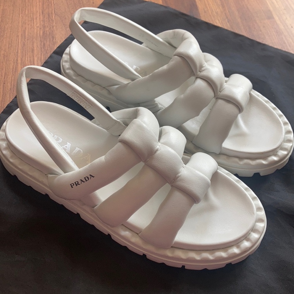 Prada blow white sandals